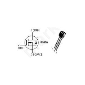 Τρανζίστορ BS170 (2N7000) MOSFET. 500 mA, 60 Volts. NChannel TO92