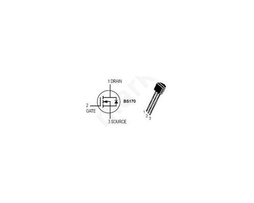 Τρανζίστορ BS170 (2N7000) MOSFET. 500 mA, 60 Volts. NChannel TO92