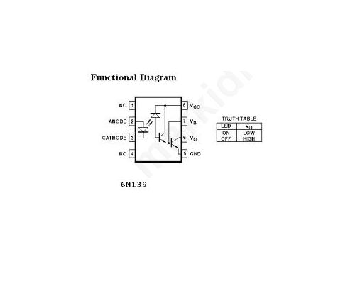 6N139 High Speed Optocoupler, 100 kBd, Low Input Current Photodiode Darlington Output