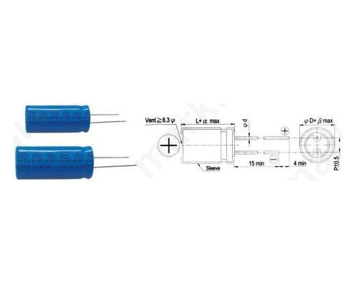 Πυκνωτής Ηλεκτρολυτικός 10uF 25VDC 5x11mm Ράστερ: 2mm