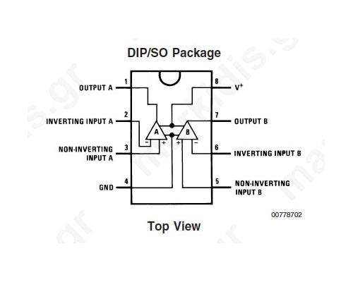 Ολοκληρωμένο LM358N,OPAMP GP 8dip