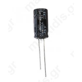 Capacitor electrolytic THT 2200uF 10V 10x20mm Pitch5mm