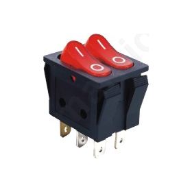 ΔΙΑΚΟΠΤΗΣ ROCKER ΜΕΓΑΛΟΣ ΔΙΠΛΟΣ 6P ΜΕ ΛΥΧΝΙΑ ON-OFF 16A/250V ΚΟΚΚΙΝΟΣ