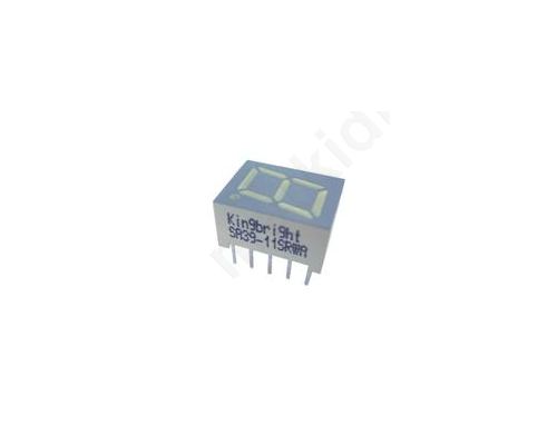 Display: LED; single 7-segment; 9.9mm; red; 1.2-4.1mcd; cathode