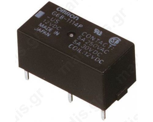 Non-Latching Relay, 12V dc Coil, 5 A