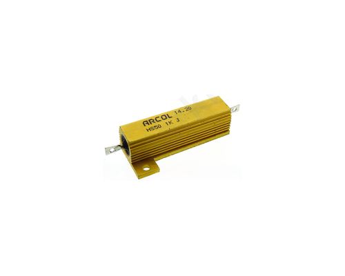 HS50 1K J, Arcol HS50 Series Aluminium Housed Axial Panel Mount Resistor, 1k Ω ±5% 50W