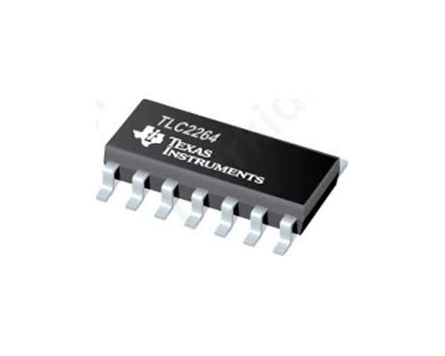 I.C TLC2264CD Quad Op Amp, 0.71MHz, 5  15 V CMOS, Rail-Rail 0.55V/΅s, 14-pin SOIC