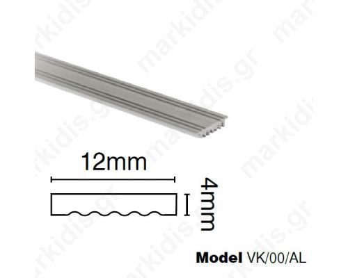 VK/00/AL, ΠΡΟΦΙΛ ΑΛΟΥΜΙΝΙΟΥ ΓΙΑ ΤΑΙΝΙΕΣ LED 12x4mm 2 ΜΕΤΡΩΝ  ΧΩΡΙΣ ΚΑΛΥΜΜΑ