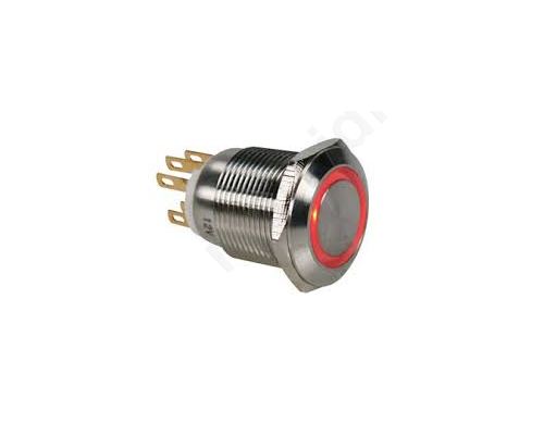 R1900R, Stainless buttons - switch 19 mm NC, NO RED