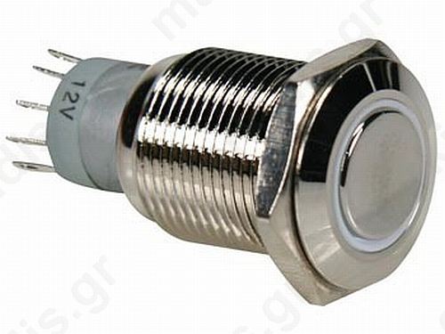 R1610W, ROUND METAL SWITCH SPDT 1NO 1NC - WHITE RING