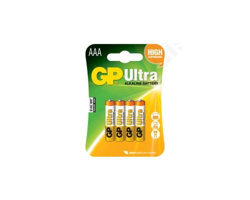 GP Ultra alkaline AAA blister with 4 batteries