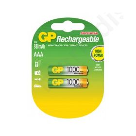 GP blister with 2 rechargeable batteries NiMh AAA 1000 series 1.2V