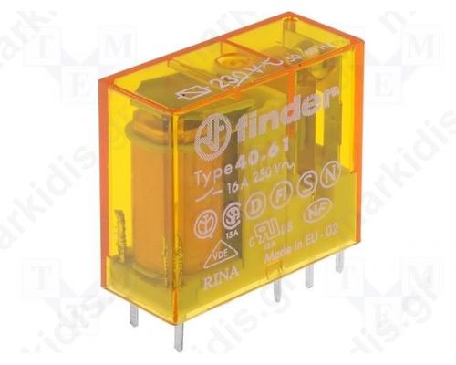 Relay: electromagnetic; SPDT 230V AC; 16A/250VAC; 16A/30VDC; max400VAC
