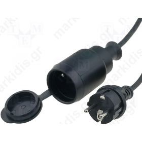 Extension lead with earthing Sockets1 IP44 rubber black 10m