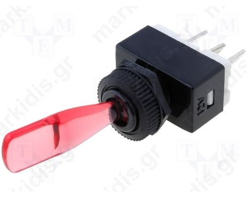 ΔΙΑΚΟΠΤΗΣ TOGGLE ON-OFF 6A/250V ΚΟΚΚΙΝΟ SPST