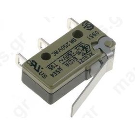 Microswitch; with lever; SPDT; 6A/250VAC; ON-(ON); 1-position