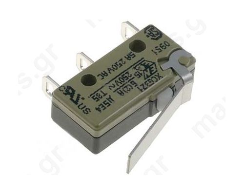 Microswitch; with lever; SPDT; 6A/250VAC; ON-(ON); 1-position