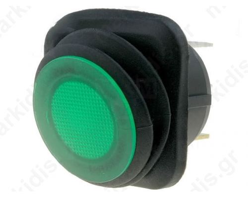 ROCKER SWITCH ON-OFF 10A IP65 GREEN