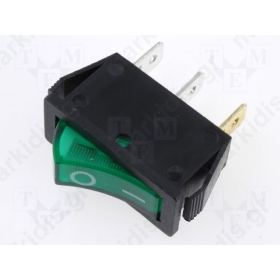 ROCKER 2-position SPST ON-OFF 15A/250VAC green neon lamp