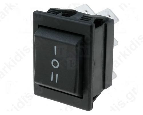 ROCKER 1-position DP3T (ON)-OFF-(ON) 16A/250VAC 20A/28VDC