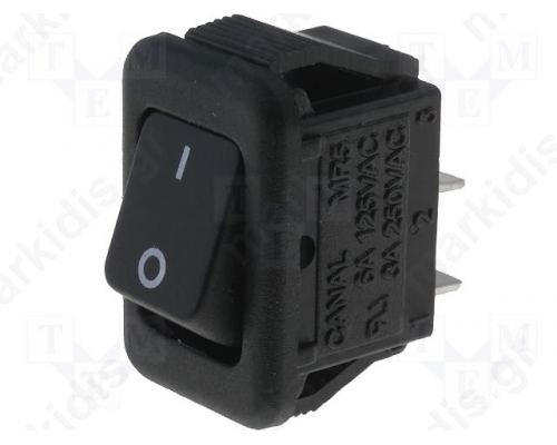 ROCKER; 2-position; SPST; ON-OFF; 3A/250VAC; black; 20mO; UL94V-2