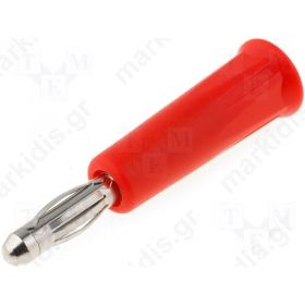 Plug 4mm banana 24A 60VDC red non-insulated Overall len 46mm