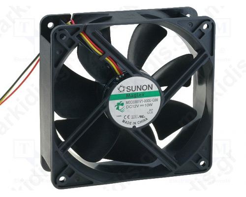 Fan DC axial 12VDC 120x120x38mm 234.46m3/h 48dBA Vapo 24AWG |