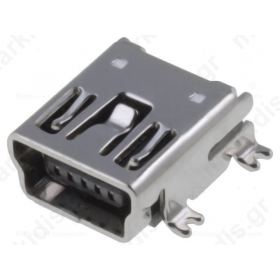 MUSB-B5-S-RA-SMT Socket; USB B mini; SMT; horizontal; V: USB 2.0; gold plated