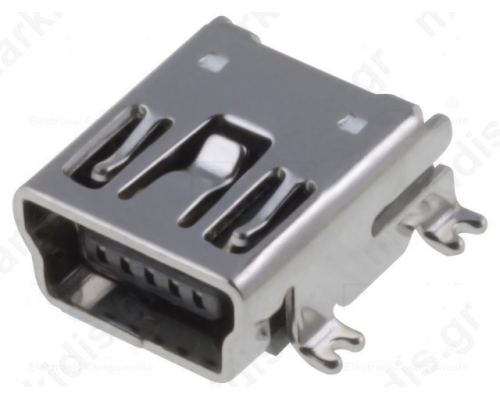 MUSB-B5-S-RA-SMT Socket; USB B mini; SMT; horizontal; V: USB 2.0; gold plated