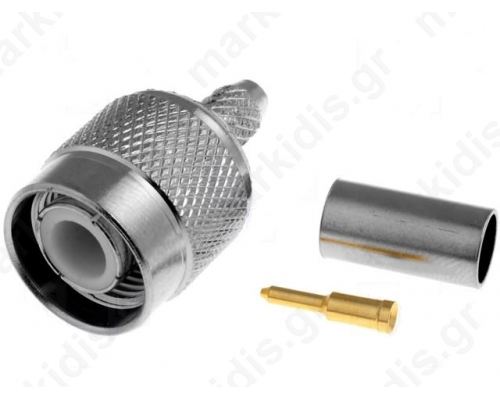 Plug; TNC; male; straight; RG58; crimped; for cable