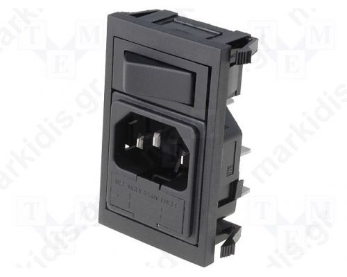 Connector: IEC 60320,AC mains; socket; male; Mat: polyamide; 10A
