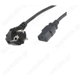 Cable; CEE 7/7 (E/F) plug angled, IEC C13 female; 5m; black; PVC