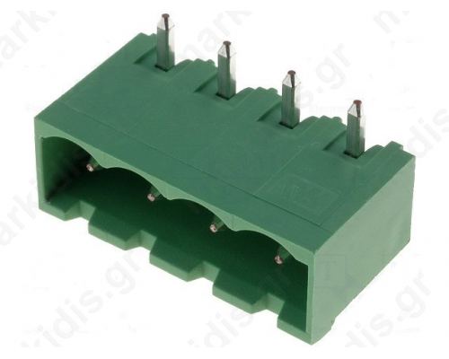 Pluggable terminal block socket male 5.08mm angled 90° 15A