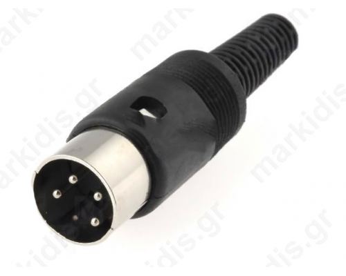 Plug DIN Male PIN: 4 Layout: 216° Straight For Cable Soldering