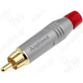 Plug; RCA; male; straight; soldering; IP40; grey; gold plated