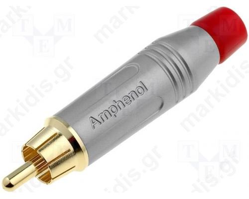 Plug; RCA; male; straight; soldering; IP40; grey; gold plated