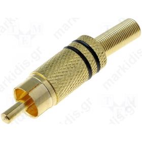 Plug; RCA; male; with bend protection; straight; soldering; 5mm