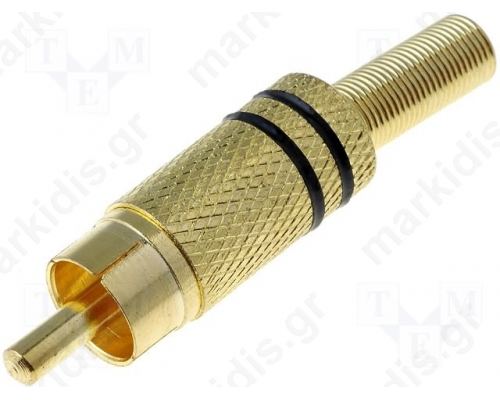 Plug; RCA; male; with bend protection; straight; soldering; 5mm