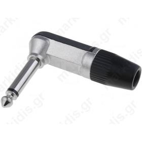 Jack 6.35 mm; male; mono; angled 90°; for cable; soldering