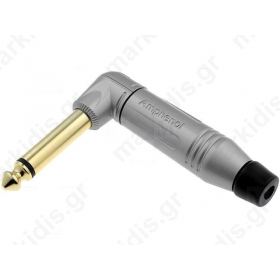 Jack 6.35 mm; male; mono; angled 90°; for cable; soldering