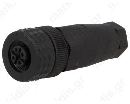 ELKA4012KPG7, Connector: M12; female; PIN:4; straight; with plastic nut; plug