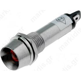 Indicator LED recessed red 12VDC dcutout O8.2mm IP40 metal