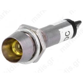 Indicator LED recessed yellow 12VDC 8.2mm IP40