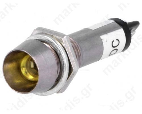 Indicator LED recessed yellow 12VDC 8.2mm IP40