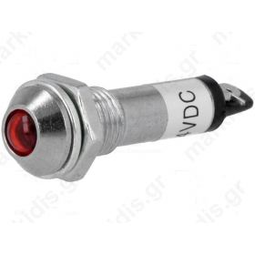 Indicator LED prominent red 24VDC dcutout: 8.2mm IP40 metal