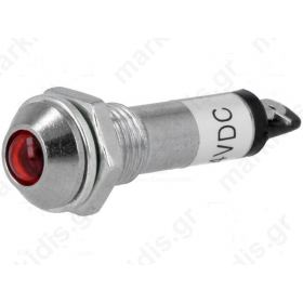 Indicator LED prominent red 24VDC dcutout: 8.2mm IP40 metal Indicator LED prominent red 24VDC dcutout: 8.2mm IP40 metal