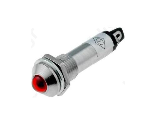 Indicator LED recessed 24VDC Cutout O8.2mm IP40 metal