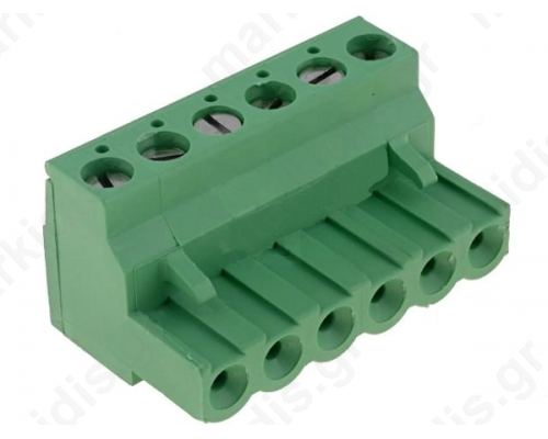 Pluggable terminal block plug female 5.08mm ways 8 15A green