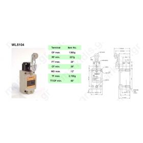 ΤΕΡΜΑΤΙΚΟΣ ΔΙΑΚΟΠΤΗΣ WL-5104,  R 38mm, metal roller 17,5mm; NO + NC; 10A