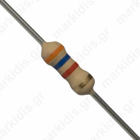 Resistor metal film THT 3.6komh 0.4W ±1%  1.9x3.7mm 50ppm/°C